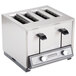 A silver Toastmaster commercial toaster with four slots on top.