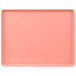 A pink rectangular Cambro dietary tray with a white border.