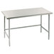An Advance Tabco stainless steel work table with an open base.