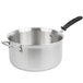 A Vollrath stainless steel sauce pan with a black TriVent handle.