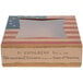 An 8" x 8" x 2" pie box with a window and a vintage American flag design on the side.