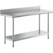A Regency stainless steel work table with a shelf.