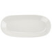 A white oval Tuxton China relish tray.