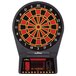 An Arachnid electronic dart board with red and black numbers and circles.