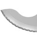 A curved silver knife blade with sharp edges.