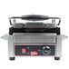 A Cecilware single panini sandwich grill with grooved metal surfaces and a red handle.