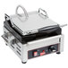 A Cecilware single panini sandwich grill with grooved grill surfaces and a black handle.