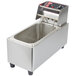 A Cecilware stainless steel electric countertop deep fryer with a lid.