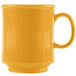 A yellow Tritan mug with a handle.