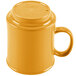 A GET Tropical Yellow Tritan Mug with a handle and lid.