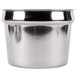 An 11 quart stainless steel vegetable inset pot with notched lid.