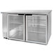 A Beverage-Air stainless steel back bar wine refrigerator with glass doors.