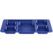 A navy blue plastic tray with six compartments.