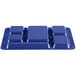 A navy blue plastic tray with six compartments.