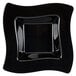 A black square Fineline Wavetrends plastic bowl with a wavy design.
