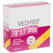 A box of Medique woven bandage strips with white and pink text on the box.
