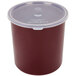 A brown plastic Carlisle crock with a lid.