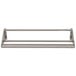 A stainless steel wall mounted tubular rack shelf with three metal rods.