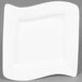 A CAC Miami bone white square porcelain plate with a curved edge.