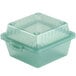 A jade green plastic GET reusable container with a lid.