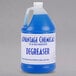 A white jug of Advantage Chemicals degreaser with a blue label and blue liquid.