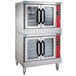 A Vulcan double deck commercial convection oven with glass doors.