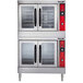 A large commercial Vulcan double deck electric convection oven with glass doors.