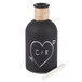 A black Tablecraft chalkboard vase with white chalk writing on it.