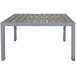 A BFM Seating Seaside table with a metal base and gray synthetic teak top.