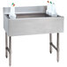 A stainless steel Advance Tabco underbar ice bin with 10 circuits and a bottle holder.
