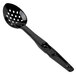A black plastic Cambro salad bar spoon with holes in the bowl.