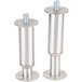 Two Manitowoc stainless steel flanged feet with screws.