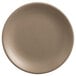 A close-up of a Libbey Driftstone Sand Satin Matte coupe plate with a white background.