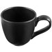 A black Libbey Driftstone porcelain coffee mug with a handle.