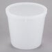A 2.7 quart translucent round deli container with a lid.