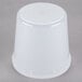 A 2.7 quart translucent round deli container with a white lid.