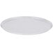 An American Metalcraft aluminum pizza pan with a white rim on a white background.