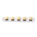A white GET rectangular melamine display tray with four cupcakes on it.
