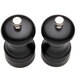 A Chef Specialties Capstan Ebony pepper mill and salt mill set, both black with silver tops.