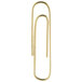 A gold Acco paper clip with a smooth finish and curved shape.