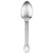 A Vollrath stainless steel spoon with a silver handle.