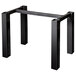 A black metal BFM Seating rectangular bar height table base with two legs.