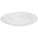 An off white oval melamine tray with a circular pattern.