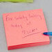 A Post-It note with "fire safety training today" written on it in blue.