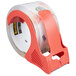 A roll of 3M clear packaging tape with a red dispenser handle.