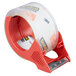 A roll of 3M Scotch clear packaging tape with a red dispenser.