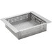 A stainless steel perforated sink basket with holes.