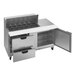 A Beverage-Air stainless steel food prep station with 2 drawers.