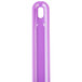 A close-up of a purple rectangular sandwich spreader with a white oval on the handle.
