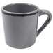 A grey Elite Global Solutions coffee mug with a handle and black rim.